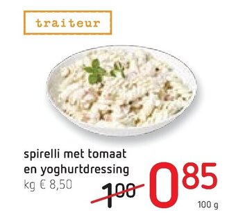 Spar Colruyt Spirelli met tomaat en yoghurtdressing aanbieding