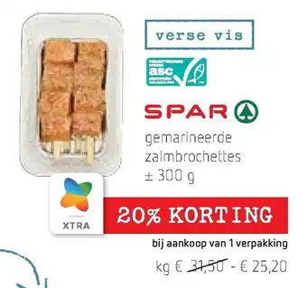 Spar Colruyt Spar gemarineerde zalmbrochettes 300g aanbieding