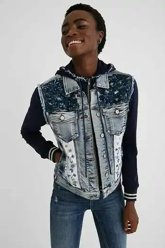 Desigual Slim fit spijkerjack van twee stoffen - BLUE - 44 aanbieding