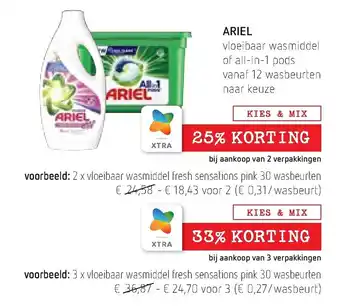 Spar Colruyt Ariel vloeibaar wasmiddel of all-in-1 pods aanbieding