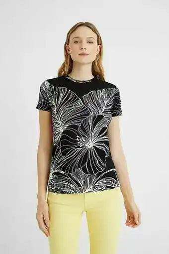 Tropisch T-shirt met korte mouwen - BLACK - M