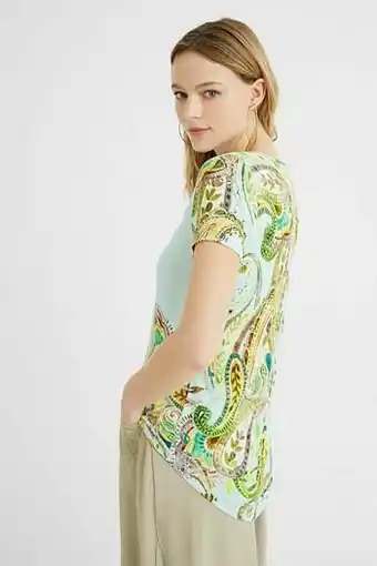 Desigual T-shirt met korte mouwen en paisley - BLUE - XXL aanbieding