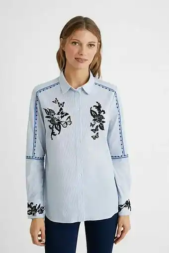 Gestreepte blouse van 100% katoen - WHITE - XXL