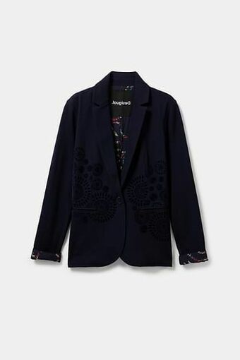 Slim fit blazer met mandala’s - BLUE - 46
