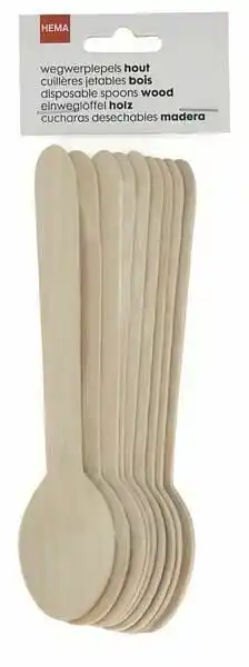 HEMA HEMA Wegwerplepels Hout 10 Stuks aanbieding