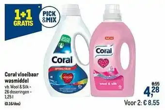Makro Coral vloeibaar wasmiddel wool + silk aanbieding