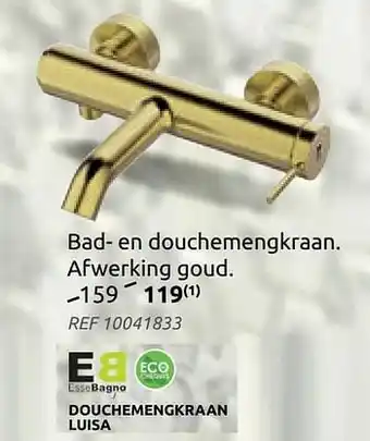 Bad- en douchemengkraan. afwerking goud