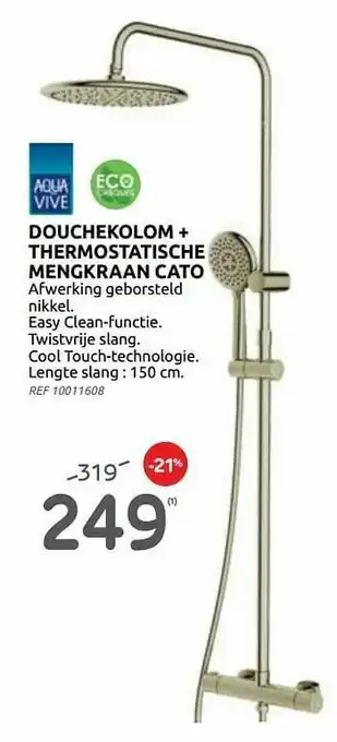BricoPlanit Douchekolom + thermostatische mengkraan cato aanbieding
