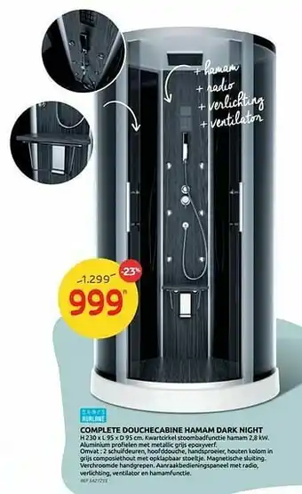Complete douchecabine hamam dark night
