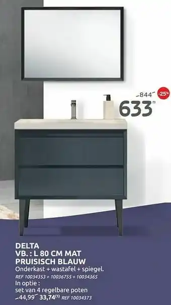 BricoPlanit Badkamermeubel delta mat pruisisch blauw aanbieding