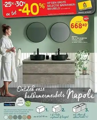 BricoPlanit Badkamermeubel napoli 120 cm beton aanbieding