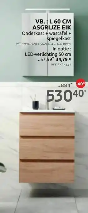 BricoPlanit Badkamermeubel asgrijze eik aanbieding
