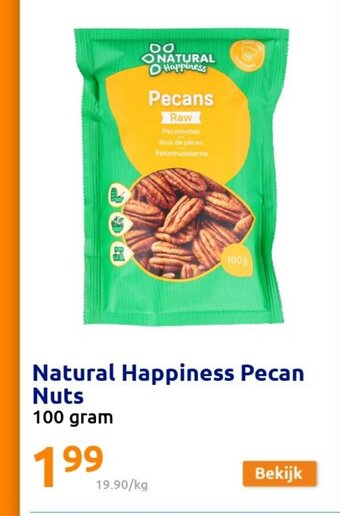 Action Natural Happiness Pecan Nuts 100 gram aanbieding