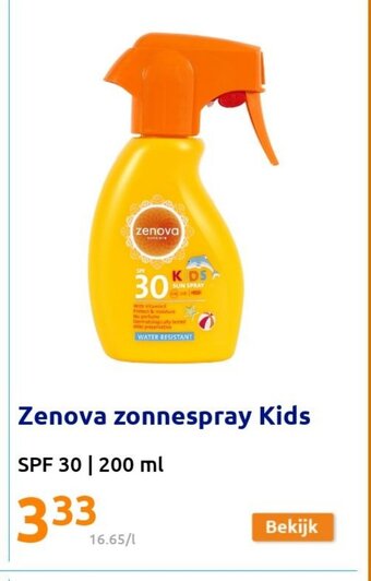 Action Zenova zonnespray Kids SPF 30 200 ml aanbieding