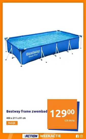 Action Bestway frame zwembad 400 x 211 x 81 cm aanbieding