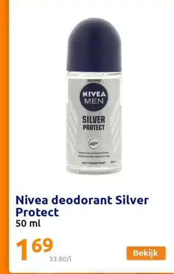 Action Nivea deodorant Silver Protect 50 ml aanbieding