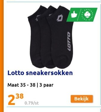 Action Lotto sneakersokken Maat 35-38 3 paar aanbieding