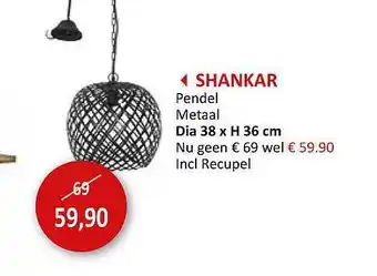 Weba Shankar Pendel Metaal aanbieding