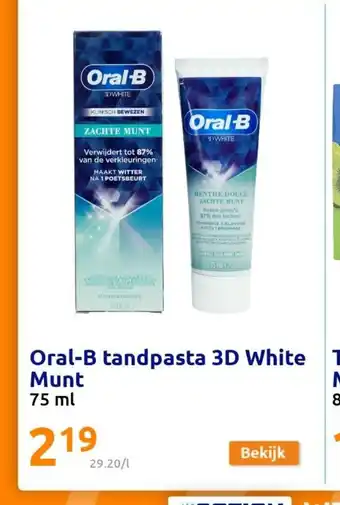 Action Oral-B tandpasta 3D White Munt 75 ml aanbieding