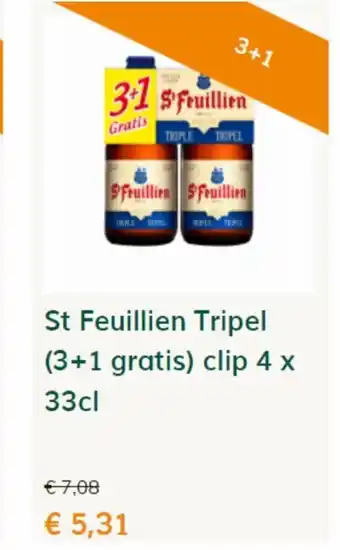 Prik en Tik St Feuillien Tripel (3+1 gratis) clip 4 x 33 cl aanbieding