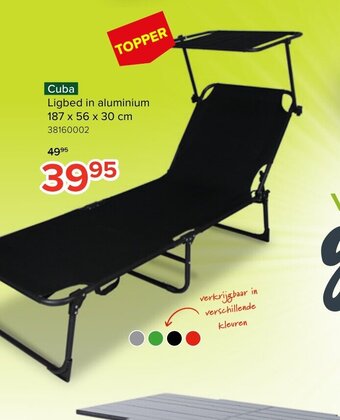 Euroshop Cuba Ligbed in aluminium 187 x 56 x 30 cm aanbieding