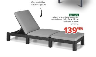 Daytona Ligbed in kunststof, antraciet verstelbaar, 195 x 64 x 22 cm