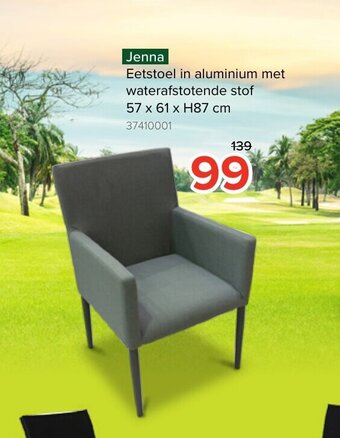 Euroshop Jenna Eetstoel in aluminium met waterafstotende stof 57 x 61 x H87 cm aanbieding