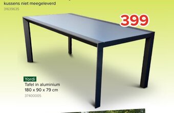 Euroshop Yordi Tafel in aluminium 180 x 90 x 79 cm aanbieding