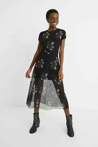 Desigual Midi-jurk met twee lagen - BLACK - L aanbieding