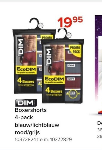 Euroshop DIM Boxershorts 4-pack blauw/lichtblauw rood/grijs aanbieding