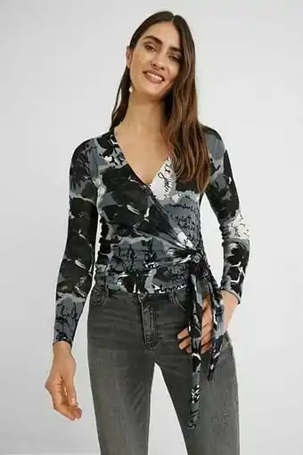 Gebreid vest met strik en print - BLACK - M