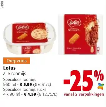 Colruyt Lotus Speculoos roomijs aanbieding