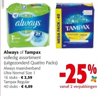 Colruyt Always of Tampax aanbieding