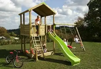 Dreamland Fox play schommel met speeltoren Sacramento met limegroene glijbaan aanbieding