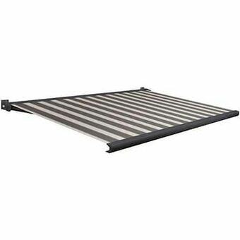 Brico Domasol zonnetent elektrisch met afstandsbediening ’Factor 20-A’ zwart/wit smalle strepen 500 x 300 cm aanbieding