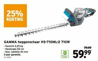 GAMMA Gamma heggenschaar hs-710ml-2 710w aanbieding