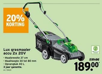 GAMMA Lux grasmaaier accu 2x 20v aanbieding