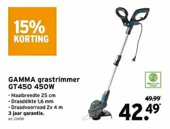 GAMMA Gamma grastrimmer gt450 450w aanbieding