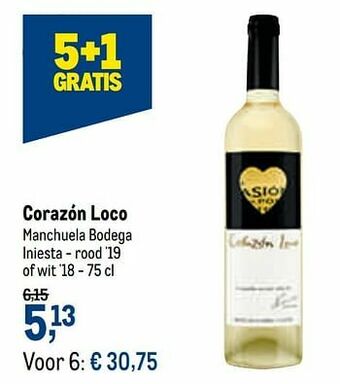 Corazón loco manchuela bodega iniesta - rood `19 of wit `18