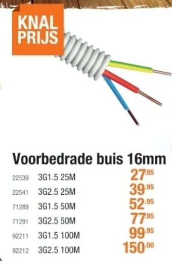 Voorbedrade buis 16mm 3G1.5 25M 22539