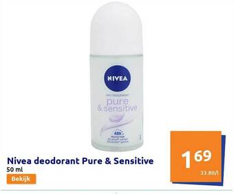 Action Nivea Deodorant Pure & Sensitive aanbieding