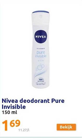 Action Nivea Deodorant Pure Invisible aanbieding