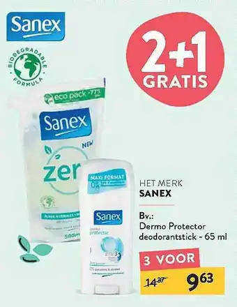 Di Sanex Dermo Protector Deodorantstick 2+1 Gratis aanbieding