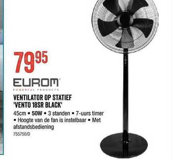 HandyHome Eurom Ventilator Op Statief 'vento 18sr Black' aanbieding