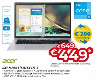 Exellent Acer Aspire 3 (A317-53-373T) aanbieding