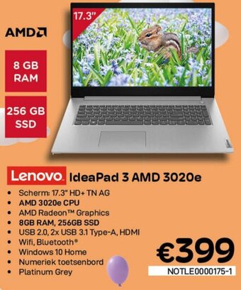 CompuDeals Lenovo IdeaPad 3 AMD 3020e aanbieding
