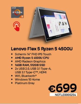 CompuDeals Lenovo Flex 5 Ryzen 5 4500U aanbieding