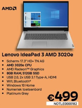 CompuDeals Lenovo IdeaPad 3 AMD 3020e aanbieding