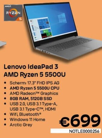 CompuDeals Lenovo IdeaPad 3 AMD Ryzen 5 5500U aanbieding