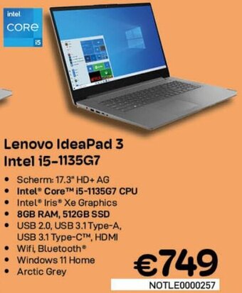 CompuDeals Lenovo IdeaPad 3 Intel i5-1135G7 aanbieding